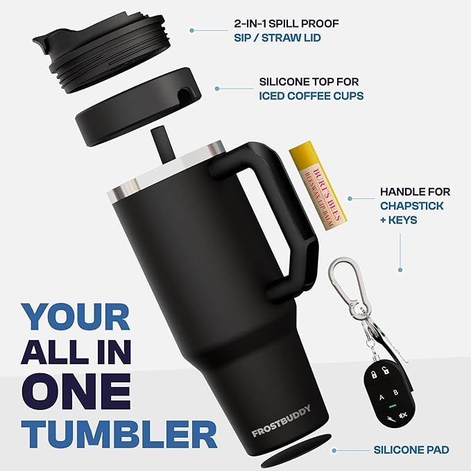 Frost Buddy Thicc Buddy - 50 oz Stainless Steel Vacuum Insulated Tumbler with Lid and Straw for Water - Travel Mug Cupholder Friendly - Gifts for Women Men Him Her (Mocha)