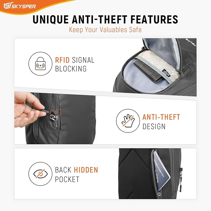 SKYSPER Sling Bag RFID Crossbody Sling Backpack Travel Cross Body Bag Shoulder Sling Daypack