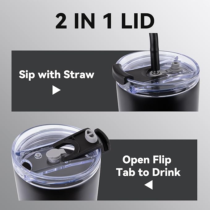 VEGOND 30 oz Insulated Stainless Steel Tumblers with lid and straw Bulk Pack Double Wall Vacuum Coffee Mug with Non-Slip Silicone Base, Sweat Proof Powder Coated Cup for Hot Cold Drinks, Black 8Pack