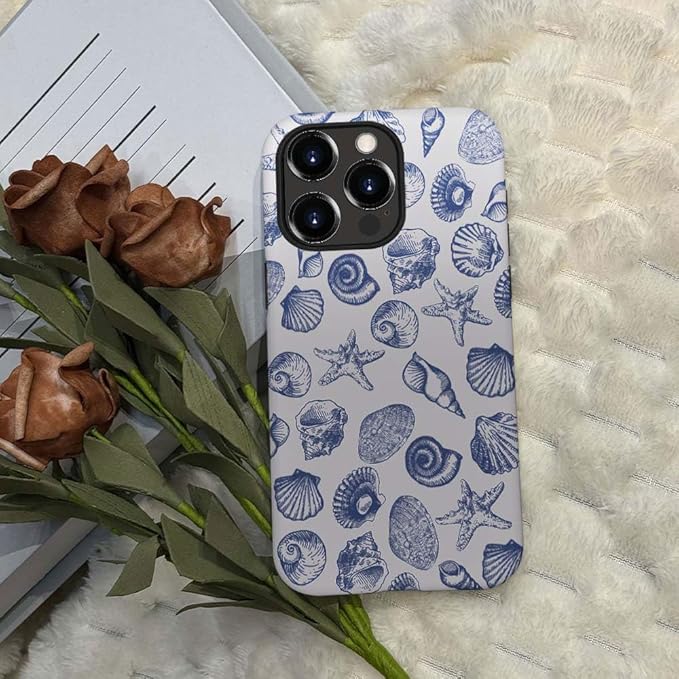 DAIZAG Case Compatible with for iPhone 12 Pro Max,Cute Blue Seashell Phone Case for iPhone 12 Pro Max for Girl Women Boy Men