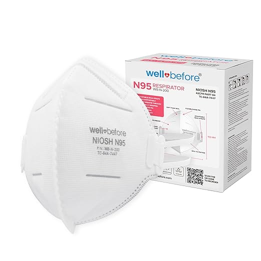 N95 Mask - NIOSH Approved Respirator (White, Pack of 10), Lightweight design, Breathable and comfortable for long periods of wear, N95 Masks For Adults