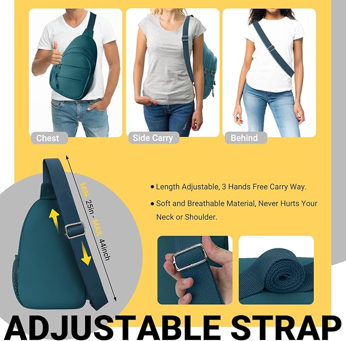 Crossbody Bags for Women, Sling Bag for Men, Small Hiking Backpack Anti Theft Lightweight for Outdoors Travel （L, Teal Blue）