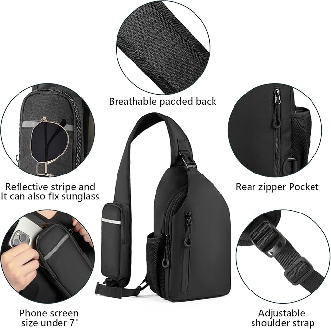 CCW Sling Chest Bag - Tactical Crossbody Backpack for Concealed Carry with Hidden Holster Compartment | Mid-Zip Gun Pocket, Water-Resistant