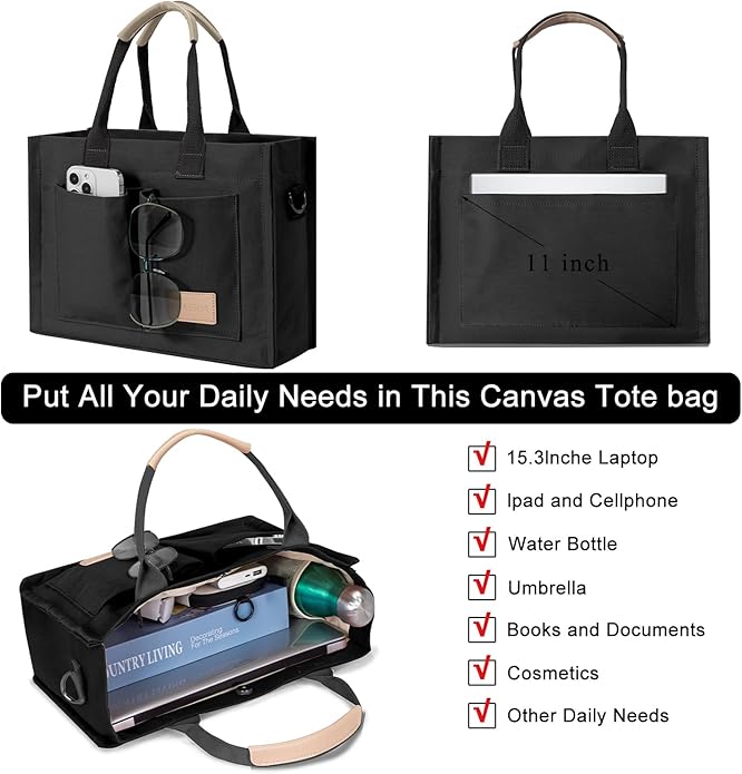 Tote Bags for Women Canvas Tote Purse Crossbody with Pockets Top Handle Shoulder Satchel Bag for Women