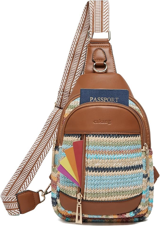 Womens Sling Bag Crossbody Bags for Women Vegan Leather Sling Backpack Daypack Fanny Pack Crossbody Purse Travel