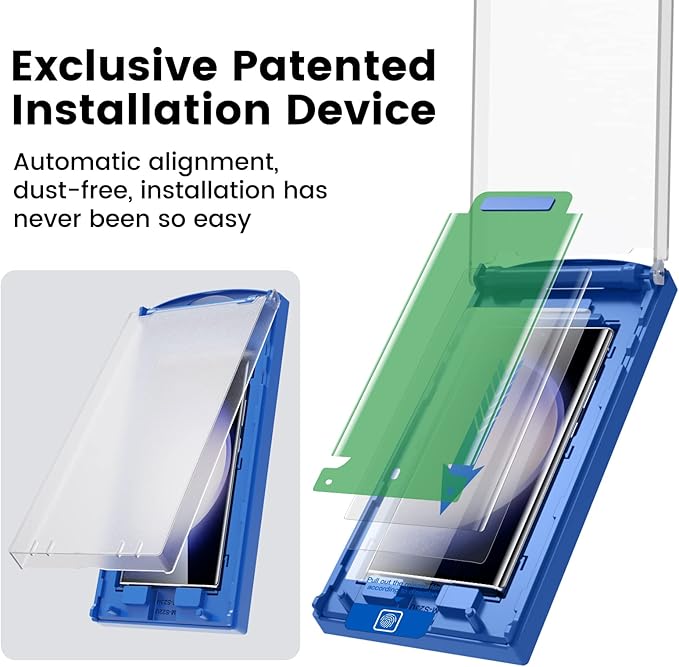 MOHAVE 2 Pack [Auto Alignment/Dust Removal] Screen Protector for SAMSUNG Galaxy S23 Ultra 5G 6.8″, 3D Curved HD Clear Film, 7H Hybrid Material, 100% Ultrasonic Fingerprint ID Compatible, Case Friendly