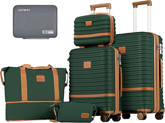Joyway Carry on 20Inch &24 Inch Checked Luggage Set, 2-Piece Expandable Suitecase Set with Spinner Wheel, Hard Shell Suitcase with TSA Lock(Green)