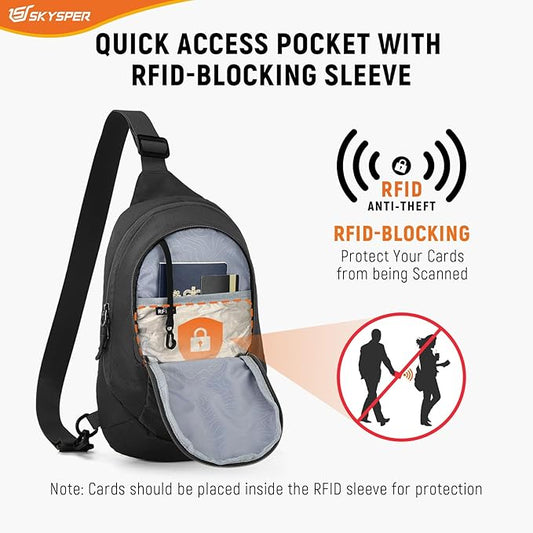 SKYSPER Sling Bag RFID Crossbody Sling Backpack Travel Cross Body Bag Shoulder Sling Daypack