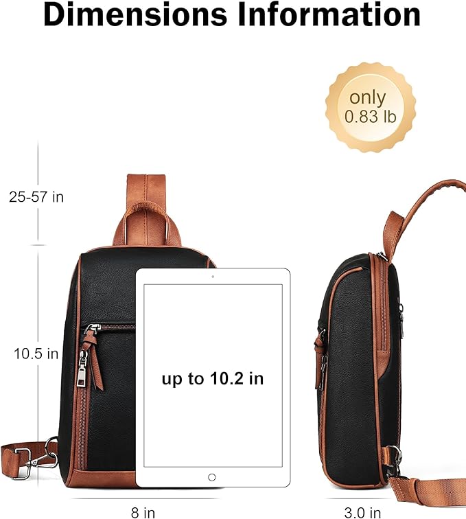 FADEON Sling Bag for Women Crossbody Purse Sling Bags, Designer Sling Purses Medium Travel Multi-Pocket Sling Backpack