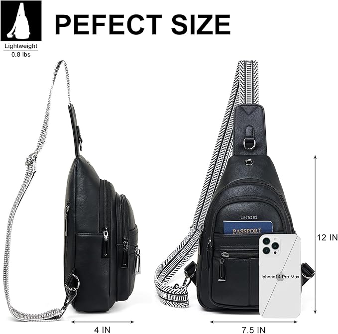 Sling Bag for Women Crossbody Purse Leather Crossbody Bag Fanny Pack Chest Pack for Travel Everyday Vacation