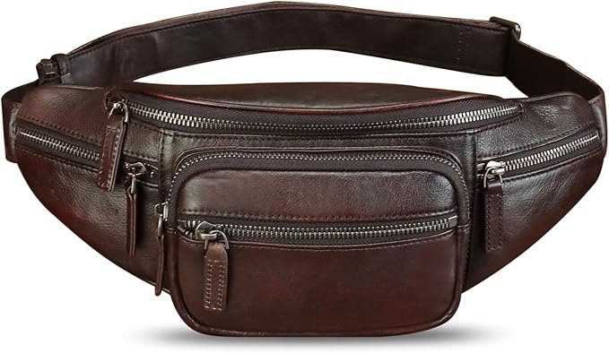 Genuine Leather Fanny Pack for Women and Men Vintage Handmade Leather Waist Bag Sling Bag Backpack Purse Crossbody Bags (Coffee)