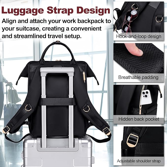Lunch Backpack for Women, 15.6 inch Laptop Backpacks for Womens, Work Backpacks with Lunchbox,Insulated Back pack Cooler,Teacher Nurse Travel Backpack for Women