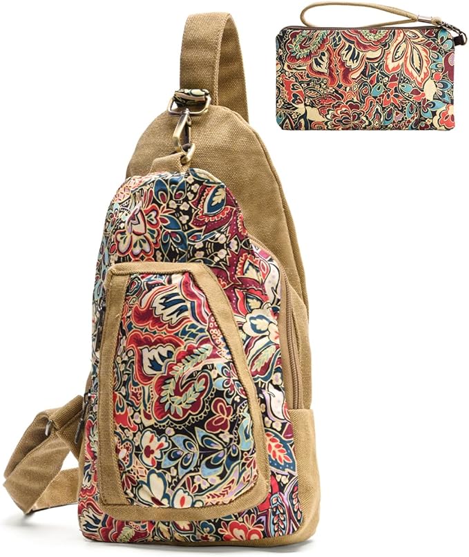 Black Butterfly Canvas Chest Bag, Small Chest Pack, Crossbody Bag for Travel, Inclined Shoulder Bag