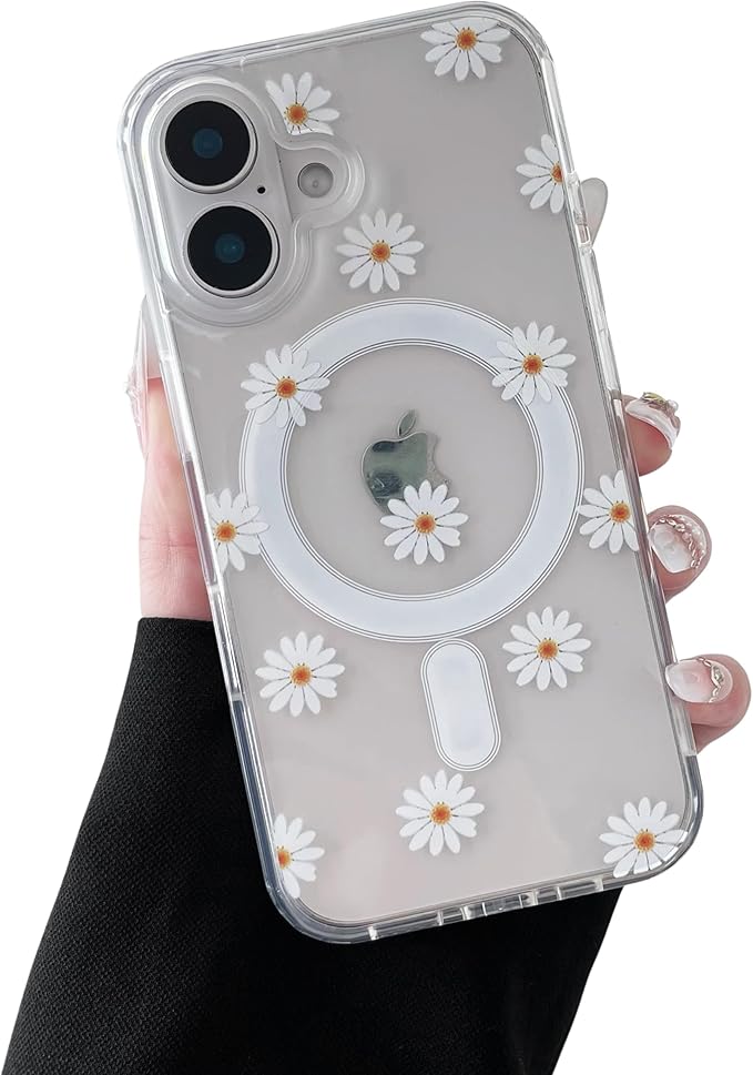 ZTOFERA for iPhone 17 Magnetic Case Compatible with Magsafe,Aesthetic Floral Pattern Design Cute for Girl Women,Anti-Drop Protective Hard Phone Cover for iPhone 17-Daisy