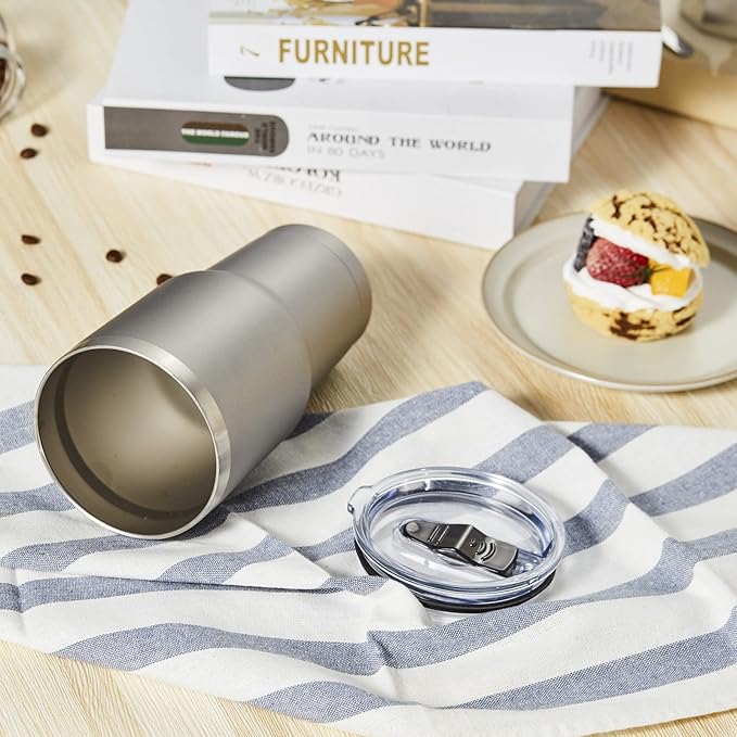 COMOOO 30oz Stainless Steel Tumbler with Lid Insulated Tumbler Coffee Cup Durable Double Wall Vacuum Travel Coffee Mug Thermal for Hot and Cold Drinks (Grey, 1 Pack)