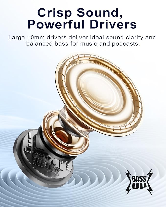 kurdene Wireless Earbuds Bluetooth Headphones,Bluetooth 5.4, 48H Long Playtime Ear Buds with Mics for Clear Calls, Deep Bass Stereo, in-Ear Earphone for iPhone Andriod Phone