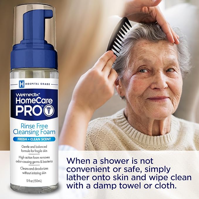 Rinse Free Cleansing Foam, 3 in 1 Body Wash, Shampoo and Personal Cleanser for Elderly, Incontinence and Infant Care, Hospital Grade, Sulfate Free, Paraben Free (Pack of 3)