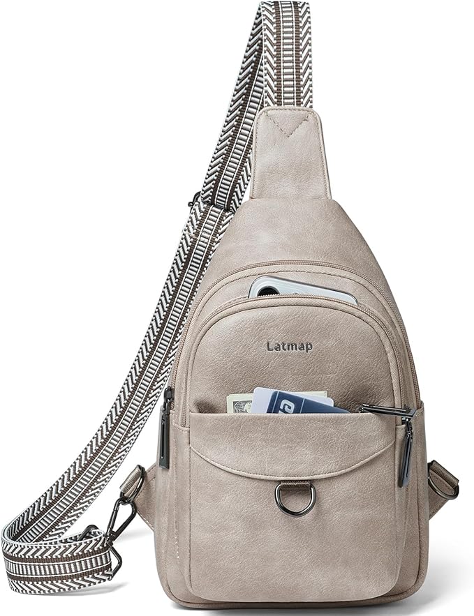 7L Sling Bag for Women Men Crossbody Belt Bag Small Travel Sling Backpack Anti Theft Chest Daypack Purse Faux Leather