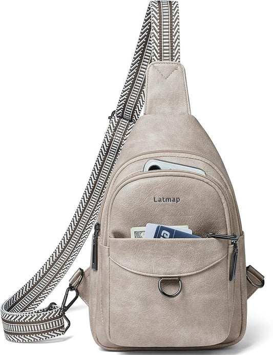 7L Sling Bag for Women Men Crossbody Belt Bag Small Travel Sling Backpack Anti Theft Chest Daypack Purse Faux Leather