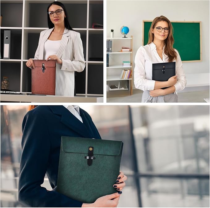 Black PU Leather Thick File Folder, Snap Closure File Organizer, Thickened Important Document Folder, Document Organizer, Laptop Sleeve Notebook Case, A4 Envelopes Filing Folder