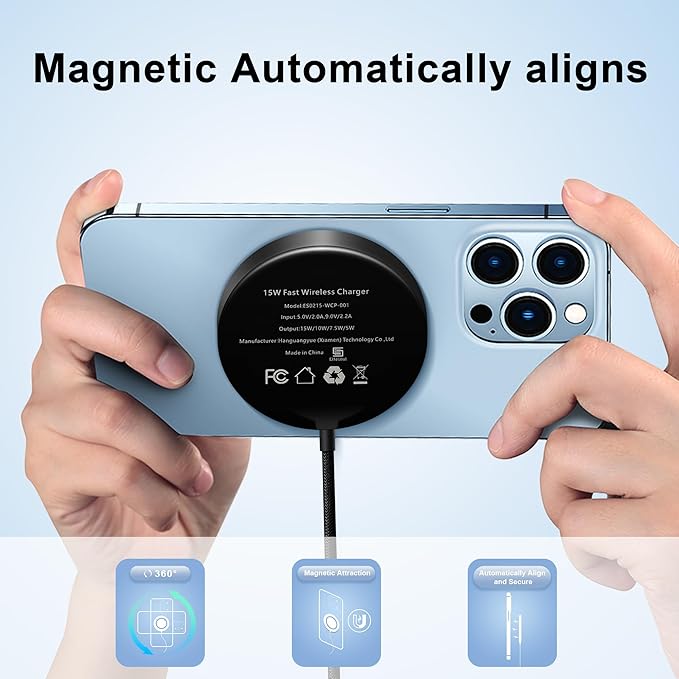 Magnetic Wireless Charger for iPhone 16 Pro Max/16 Pro/16/16 Plus/15/14/13/12 Series AirPods 3/2/Pro/Pro 2 15w Mag-Safe Charger Magnet Charging Pad with USB-C Ports