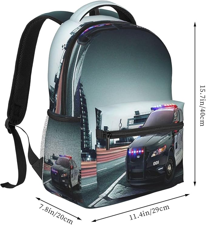 Backpack City Police Car Travel Laptop Backpacks College Ruckasck Daypack School Bag for Boys Girls Teenager Men Women