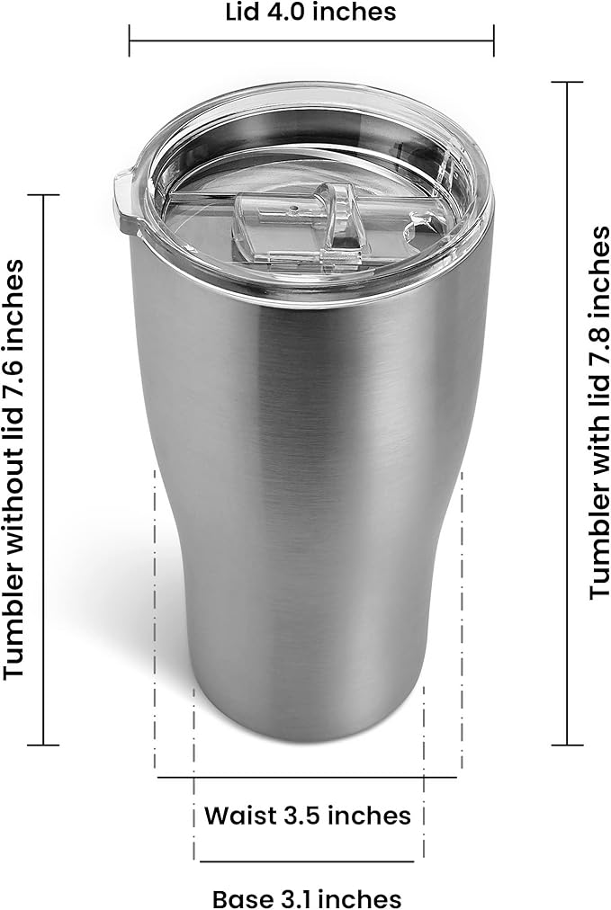 makerflo Silver 30 oz Curve Stainless Steel Tumbler Pack of 25 with Lid & Straw | Craft-Ready for DIY Gifts & Personalization (Epoxy, UV DTF, Vinyl, and Laser Engraving) - Not for Sublimation