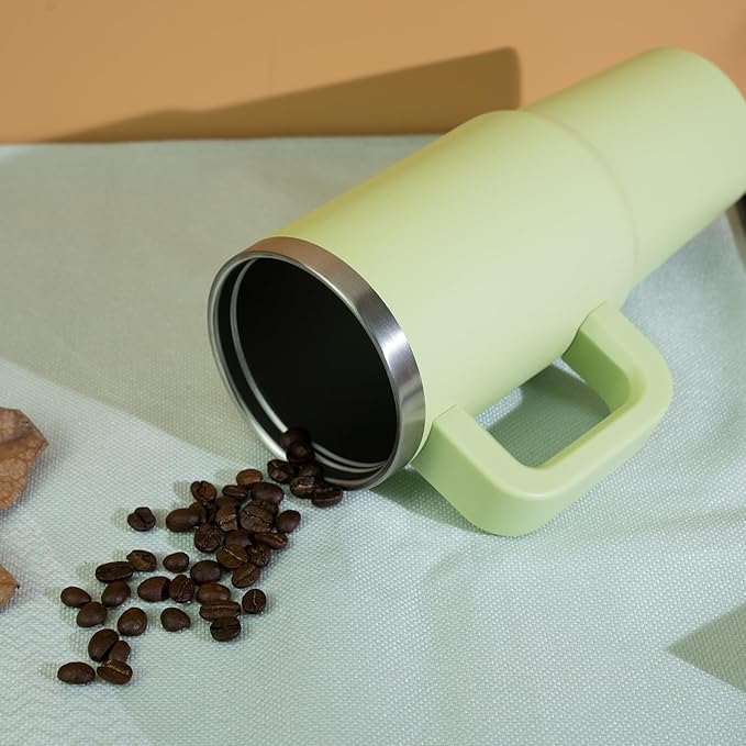 BJPKPK Tumbler With Handle And Straw 30oz Insulated Tumbler Cups With Lid Stainless Steel Travel Coffee Mug,Macaron Green