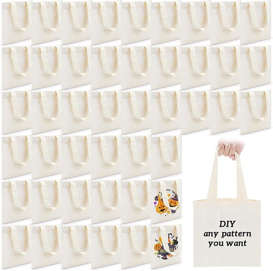 Amylove 150 Pcs Mini Tote Bag Sublimation Blank Canvas Tote Bags Reusable Grocery Luggage DIY Sack Goody for Party Even (8.5 x 8 Inch,Natural Color)