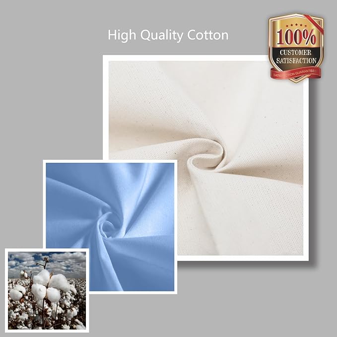 TOPDesign 3-Pack Canvas Tote Bags with an External Pocket, Reusable Grocery Shopping Bags, Top Zipper Closure, Daily Essentials (Light Blue/Natural)