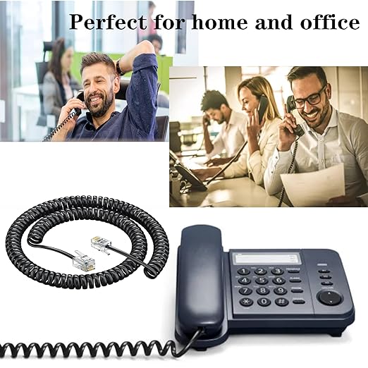 Telephone Handset Cord,Coiled Wire 8Ft Uncoiled / 1.4Ft Coiled Landline Phone Handset Cable RJ9 4P4C Telephone Accessory (5 Pack Cord)