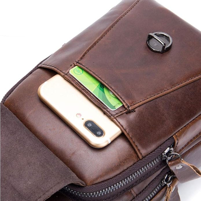 KPYWZER Vintage Leather Sling Bag Backpack for Men Crossbody Shoulder Chest Day Pack Backpacks