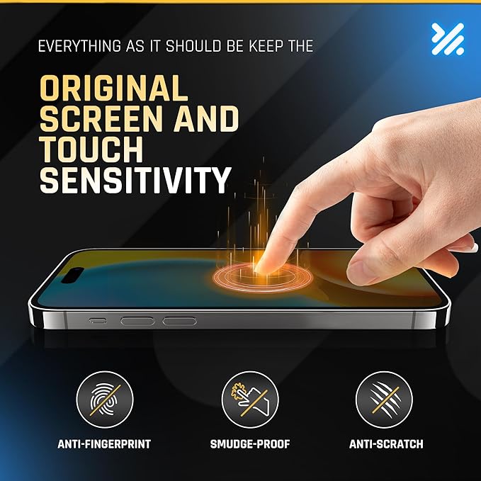 TEMPRTEK+ 2 Pack for iPhone 15 Plus Simple Screen Protector Privacy 9H Military Grade Scratch Fingerprint Resistance Anti-Glare Shatterproof Tempered Glass Anti-Spy Easy Installation Bubble Free