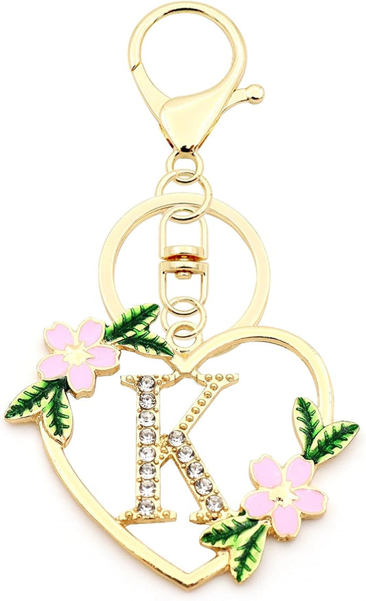 Elechobby Heart Shape Letter Keychain - Cute Accessory for Women,Sister,Mom,Bestie, Handbag Backpack Charm,Car Keyring