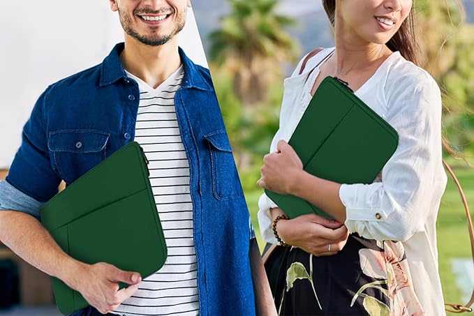 15.6 inch Laptop Case, Shockproof Protective Computer Carrying Cover with Front Pocket, Briefcase Handbags Laptop Bag for 15.6 inch HP, Dell, Acer, Asus, Notebook, Dark Green