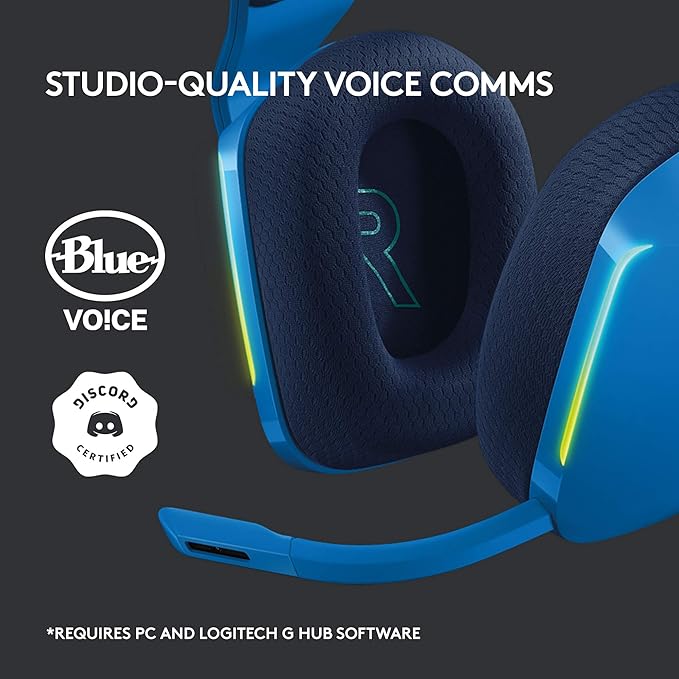 Logitech G733 Lightspeed Wireless Gaming Headset, Suspension Headband, Lightsync RGB, Blue VO!CE Mic, PRO-G Audio – Blue, Gaming Headset Wireless, PC, PS5, PS4, Switch Compatible