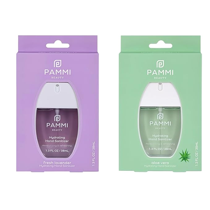 PAMMI Hand Sanitizer Spray Travel Size - Mini Scented Hand Sanitizer Spray Quicky Dry, Pocket Scented Hand Saniztier - 600-Sprays (2 Pack (Aloevera, Lavender))