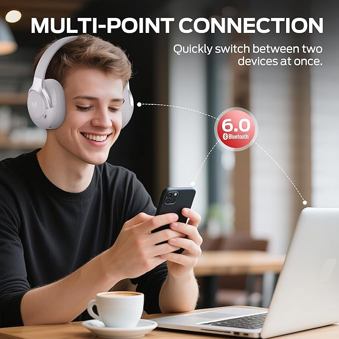 Monster Persona 5th ANC-Wireless Bluetooth Over-Ear Headphones with Microphone, 70H Playtime, Bluetooth 6.0, Comfortable and Foldable Design (Purple)