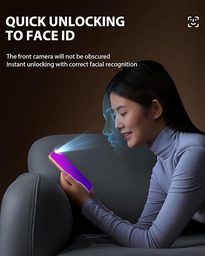 Compatible for iPhone 17 Pro Max Privacy Screen Protector 6.9 Inch, Purple Gradient Anti Spy Anti Blue Light HD Tempered Glass Easy Installation