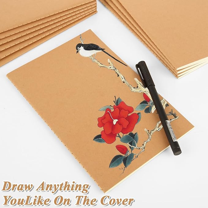 MIVIDE 50 Pack A5 Kraft Notebooks Bulk, 8.3” x 5.5” Lined Paper Journal Notebooks, 30 Sheets 60 Pages, Lined Travel Notebooks for Writing, Making Plans, School Office Supplies