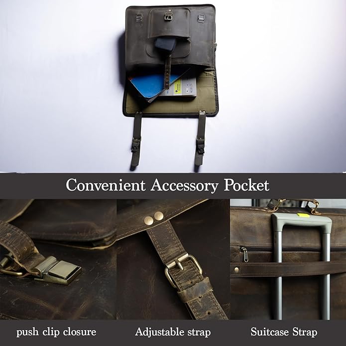 Mens 18 inch Leather Messenger Bag Laptop Vintage Handmade Travel Office Computer Satchel Briefcase For Men and Women