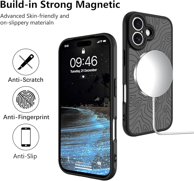 KANGHAR Case Compatible with iPhone 17 Curly Line Pattern [Compatible with Magsafe] Cute Spiral Ripples Protective Magnetic Case for Girls Women Men 6.3"