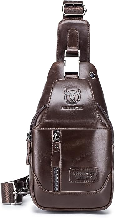 LUKZIJAES Genuine Leather Sling Bag for Men