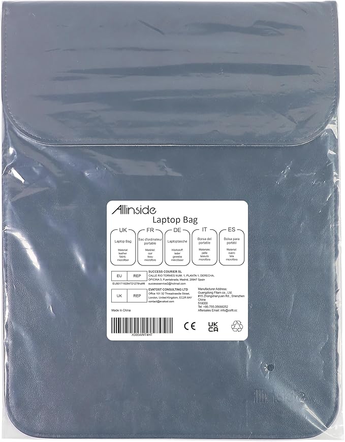 Allinside 15-16 inch Laptop Sleeve Case Compatible with MacBook Air 15 2023-2025/MacBook Pro 16 2021-2024, Waterproof PU Leather Laptop Sleeve Bag Protective Vertical Case Cover, Blue