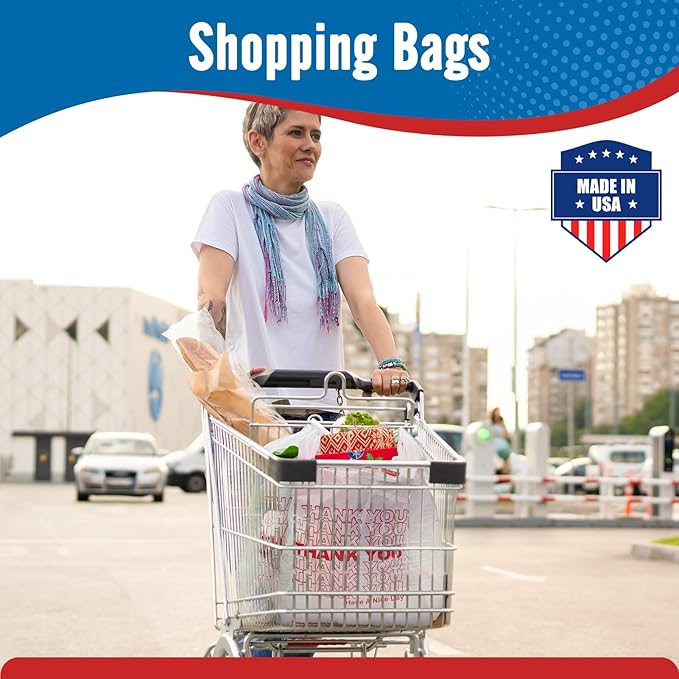 Fuxury 500 Count - Thank You Plastic T-shirt Bags White (11.5" x 6.5" x 21"), T-shirt, Grocery, Take Out, To Go, Retail Shopping Bags in Bulk