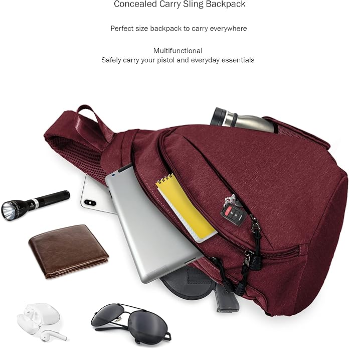 JESSIE & JAMES Peyton Crossbody Sling Backpack Concealed Carry Purse For Women Men Outdoor Chest Bag Shoulder Backpack