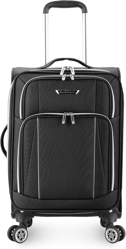 Traveler's Choice Lares Softside Expandable Luggage with Spinner Wheels, Black, Carry-On 22-Inch