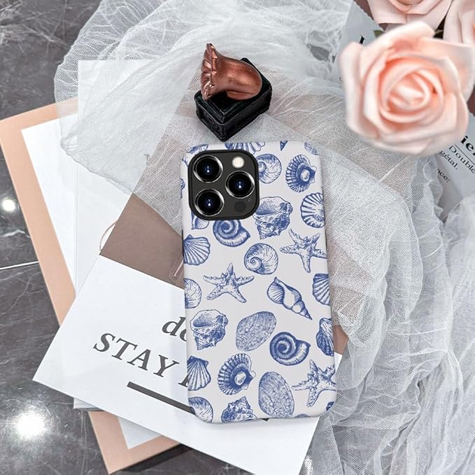 DAIZAG Case Compatible with for iPhone 16 Pro Max,Cute Blue Seashell Phone Case for iPhone 16 Pro Max for Girl Women Boy Men