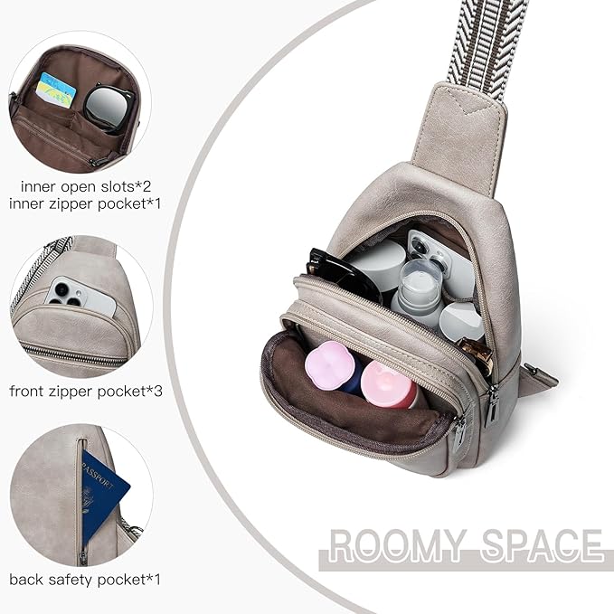 7L Sling Bag for Women Men Vegan Leather Crossbody Bags Fanny Pack Purse Backpack Over Shoulder Bag Travel Anti Theft