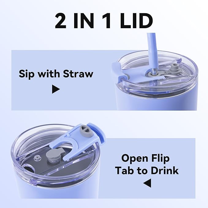 VEGOND 30 oz Insulated Stainless Steel Tumblers with lid and straw Bulk Pack Double Wall Vacuum Coffee Mug with Non-Slip Silicone Base, Sweat Proof Powder Coated Cup for Hot Cold Drinks, Blue 8Pack